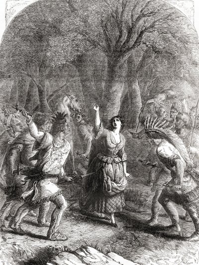 Porwanie, a następnie zamordowanie Jennie vel Jane McCrea przez Indian w 1777 roku podczas amerykańskiej wojny rewolucyjnej. autorstwa Unbekannt