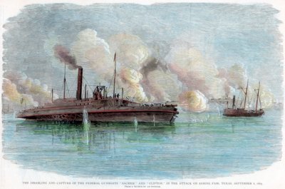 Atak na Sabine Pass w Teksasie, wojna secesyjna, 8 września 1863 r. autorstwa Unbekannt
