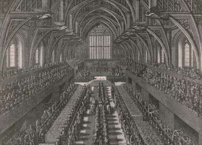 Bankiet w Wielkiej Sali Pałacu Westminsterskiego... koronacja Jakuba II w 1685, 1902. autorstwa Unbekannt