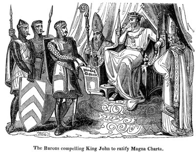 Baronowie zmuszają króla Jana 1167-1216 do ratyfikacji Magna Carta, 1215 autorstwa Unbekannt