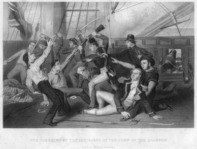 Wejście na pokład HMS Chesapeke przez załogę HMS Shannon, 1813 autorstwa Unbekannt