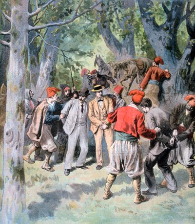 Schwytanie dwóch francuskich podróżników przez bandytów na Sardynii, 1894 r. autorstwa Unbekannt