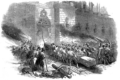 Tłum szturmujący Arsenał w Berlinie, Rewolucja w Prusach, marzec 1848 autorstwa Unbekannt