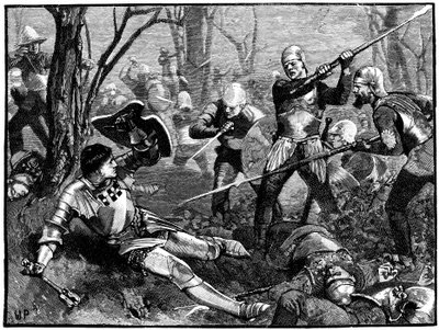 Śmierć Warwicka the Kingmaker, 1471 c1880 autorstwa Unbekannt