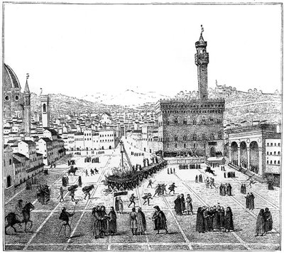 Egzekucja Girolamo Savonaroli na Piazza Della Signoria, Florencja, 1882 r. autorstwa Unbekannt