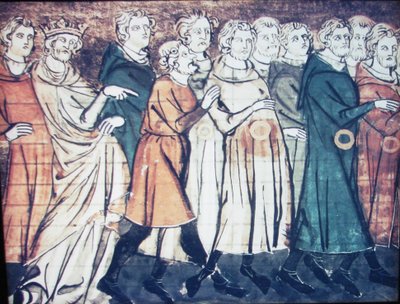 Wypędzenie Żydów z Francji w 1182 r. Miniatura z Grandes Chroniques de France, lata 1320 autorstwa Unbekannt
