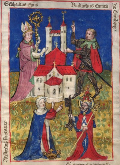Założenie klasztoru kanoników Oehringen w 1037 r. Z Obleybuch of Oehringen autorstwa Unbekannt