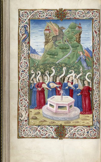 Dziewięć Muz z Pegazem i Górą Helikon Z Argumentum Guarinusa Veronensisa, 1485-1499 autorstwa Unbekannt