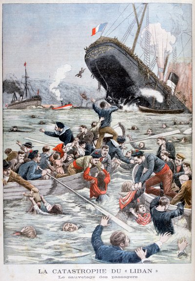 Liban pasażerski Liban zatonął po zderzeniu z innym statkiem, 1903 autorstwa Unbekannt