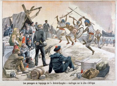 Pasażerowie i wyposażenie admirała Gueydona rozbił się na afrykańskim wybrzeżu, 1903 r. autorstwa Unbekannt