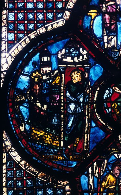 Pielgrzym opuszcza Jerozolimę do Jerycha, witraż, katedra w Chartres, Francja, 1205-1215 autorstwa Unbekannt