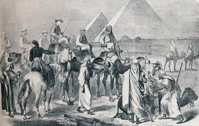 Partia królewska opuszczająca obóz w Gizie, Egipt, ok. 1861 1910 r. autorstwa Unbekannt