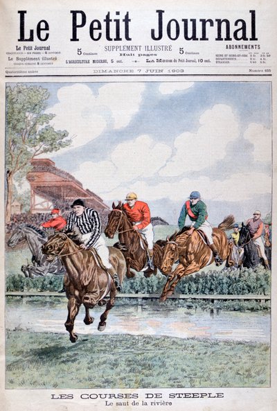 Skok do wody przy gonitwie z przeszkodami, Auteuil, 1903 autorstwa Unbekannt