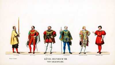 Projekty kostiumów teatralnych do sztuki Szekspira Henryk VIII, XIX w. autorstwa Unbekannt