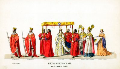 Projekty kostiumów teatralnych do sztuki Szekspira Henryk VIII, XIX w. autorstwa Unbekannt
