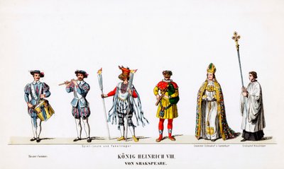 Projekty kostiumów teatralnych do sztuki Szekspira Henryk VIII, XIX w. autorstwa Unbekannt