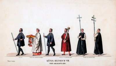 Projekty kostiumów teatralnych do sztuki Szekspira Henryk VIII, XIX w. autorstwa Unbekannt