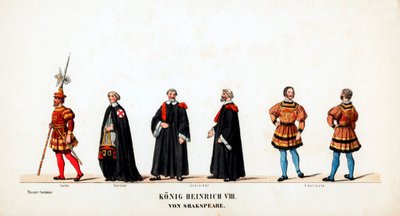 Projekty kostiumów teatralnych do sztuki Szekspira Henryk VIII, XIX w. autorstwa Unbekannt