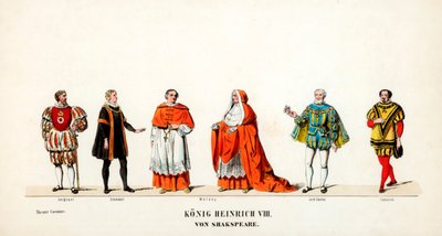 Projekty kostiumów teatralnych do sztuki Szekspira Henryk VIII, XIX w. autorstwa Unbekannt