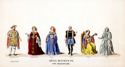Projekty kostiumów teatralnych do sztuki Szekspira Henryk VIII, XIX w. autorstwa Unbekannt