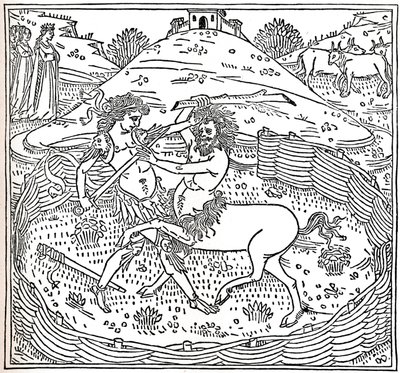 Tezeusz i centaur, Plutarch: Żywoty paraleli, 1491, 1917 autorstwa Unbekannt