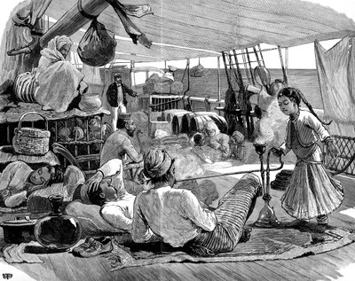 Trzecia klasa na pokładzie Kilwa, Brindisi do Birmy, 1886 autorstwa Unbekannt