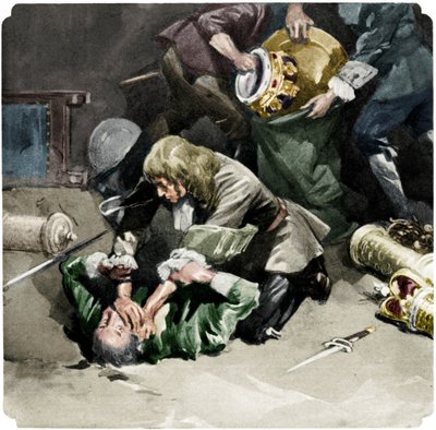 Thomas Blood próbował ukraść klejnoty koronne z Tower of London w 1671, 1937 autorstwa Unbekannt