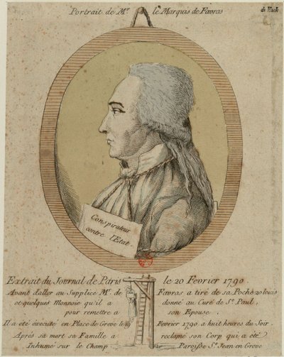 Thomas de Mahy, markiz de Favras 1744-1790. Z Journal de Paris z 20 lutego 1790, 1790. autorstwa Unbekannt