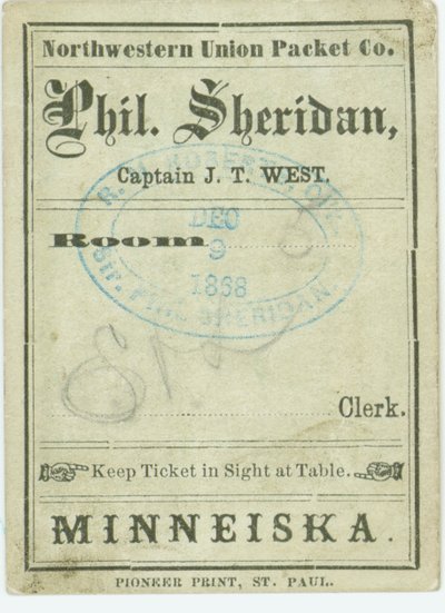 Bilet na parowiec Phil. Sheridan, 9 grudnia 1868 autorstwa Unbekannt