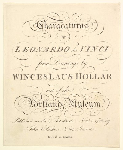 Strona tytułowa: Characaturas Leonarda da Vinci, z Rysunków Wincelslausa Hollara, z..., 1786. autorstwa Unbekannt