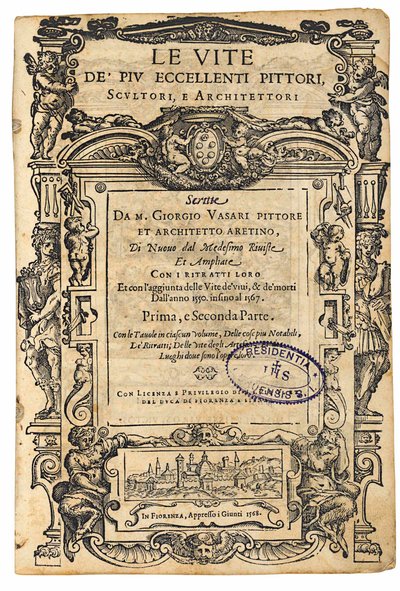 Strona tytułowa z: Giorgio Vasari, Żywoty najwybitniejszych włoskich malarzy..., 1568. autorstwa Unbekannt