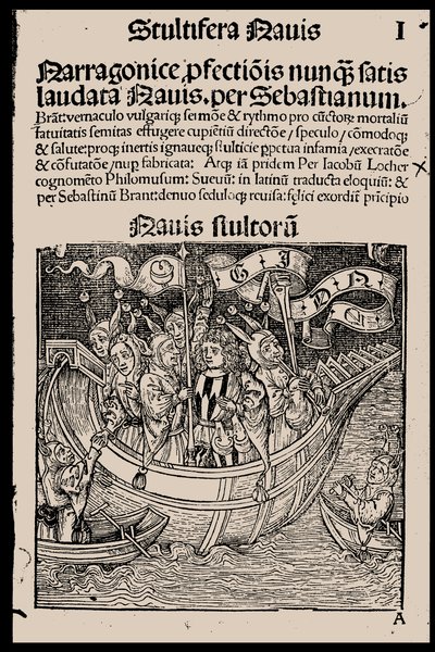 Strona tytułowa książki "Statek głupców" Sebastiana Branta, 1497. autorstwa Unbekannt