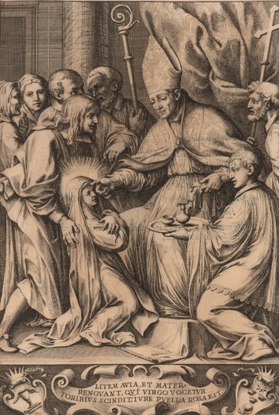 Toribio Alfonso Mogrovejo potwierdza Różę z Limy, 1670. autorstwa Unbekannt