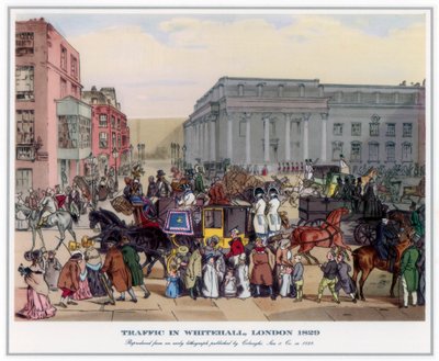 Ruch uliczny w Whitehall, Londyn, 1829 autorstwa Unbekannt