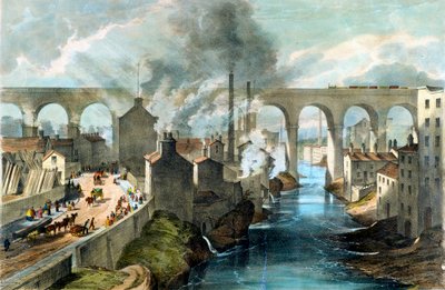 Przejazd kolejowy wiadukt Stockport na linii London & North Western Railway, c1845 autorstwa Unbekannt