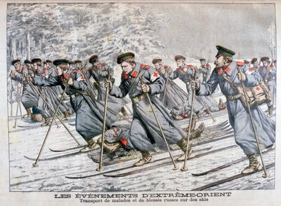 Transport na nartach chorych i rannych wojsk rosyjskich, wojna rosyjsko-japońska, 1904 autorstwa Unbekannt