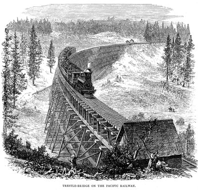 Estakada na Union Pacific Railroad, USA, 1876 r. autorstwa Unbekannt