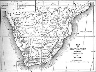 Mapa plemienna Republiki Południowej Afryki, c1880 autorstwa Unbekannt