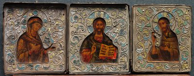 Tryptyk z Chrystusem, Dziewicą i św. Janem Ewangelistą, XIX w. autorstwa Unbekannt