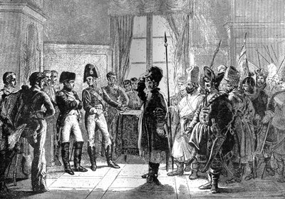 Car Aleksander I przedstawiający wojska rosyjskie Napoleonowi, 8 lipca 1807 1882-1884 autorstwa Unbekannt