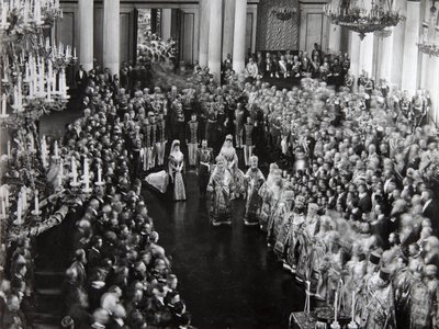 Car Mikołaj II na ceremonii otwarcia pierwszej Dumy, Petersburg, Rosja, 1906 autorstwa Unbekannt