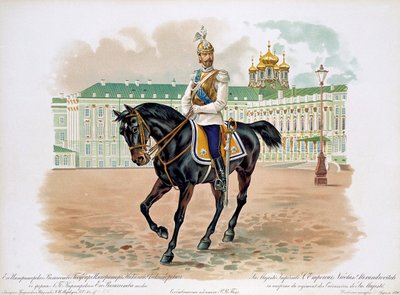 Car Rosji Mikołaj II w mundurze pułku gwardii kirasjerów Jego Królewskiej Mości Życia, 1896 r. autorstwa Unbekannt