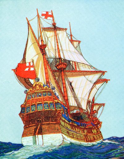 Statek typu Tudor, którego używali korsarze i odkrywcy, XV-XVI w. autorstwa Unbekannt