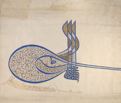 Insygnia Tughra Sułtana Sulejmana Wspaniałego r. 1520-66, ca. 1555-60. autorstwa Unbekannt