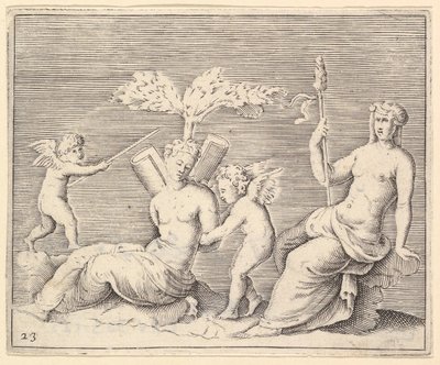 Dwie kobiety i dwa amorki, wydana ok. 1930 r. 1599-1622. autorstwa Unbekannt