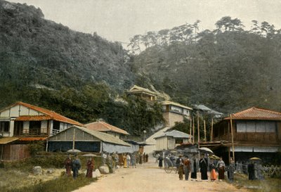 Rue A Nunobiki, P-less Kobe, niższy członek Nunobiki, niedaleko Kobe, 1900. autorstwa Unbekannt