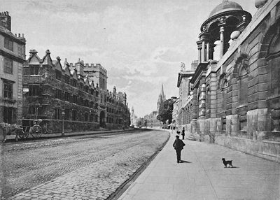 University College z High Street w Oksfordzie, ok. 1896 r. autorstwa Unbekannt