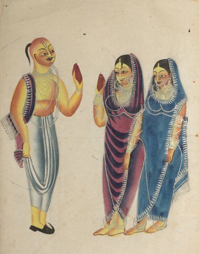 Wielbicielka Vaisnava z dwiema kobietami, 1800s. autorstwa Unbekannt