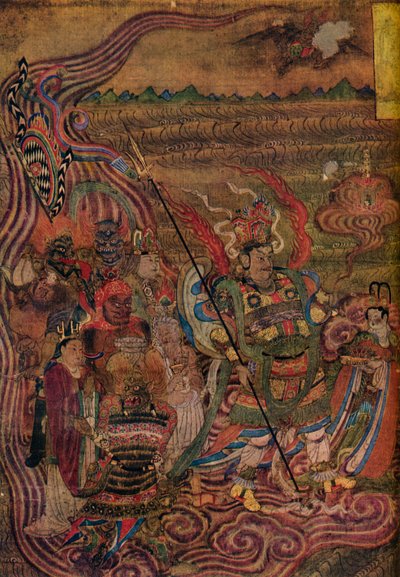 Vaishravana podróżująca przez fale, z Jaskiń Tysiąca Buddów, ok. 900 autorstwa Unbekannt