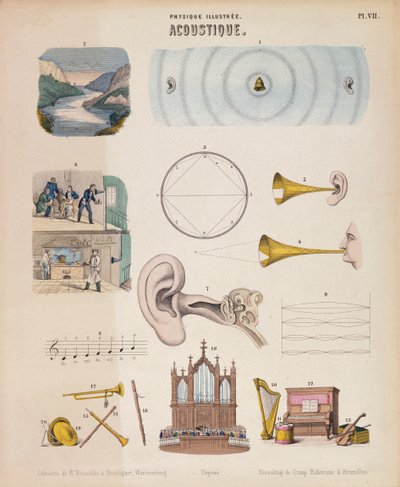 Różne instrumenty muzyczne i dźwięki, Wirtembergia, ok. 1850 autorstwa Unbekannt